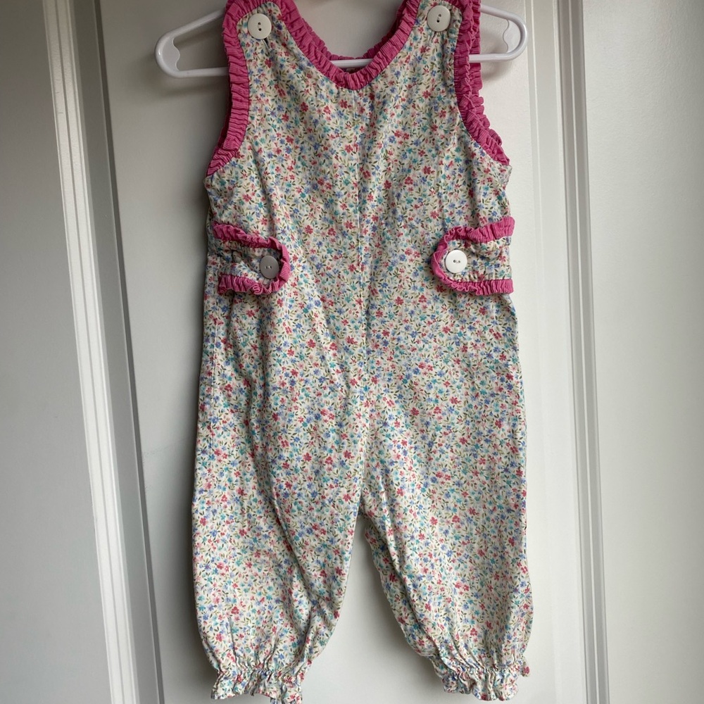 Floral Kids Jumpsuit with Pink Accents